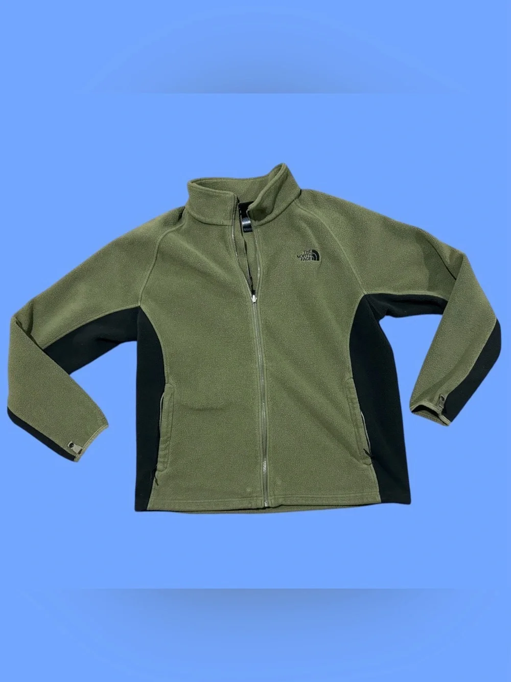 The North Face Olive Green & Black Full Zip Fleece Jacket Men’s XL